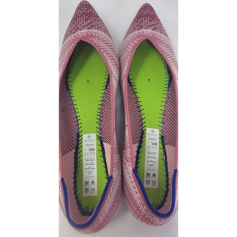 Rothy’s The Point Pink Plaid Limited Edition Breast Cancer Slip On Flats Size 8 - Picture 12 of 13